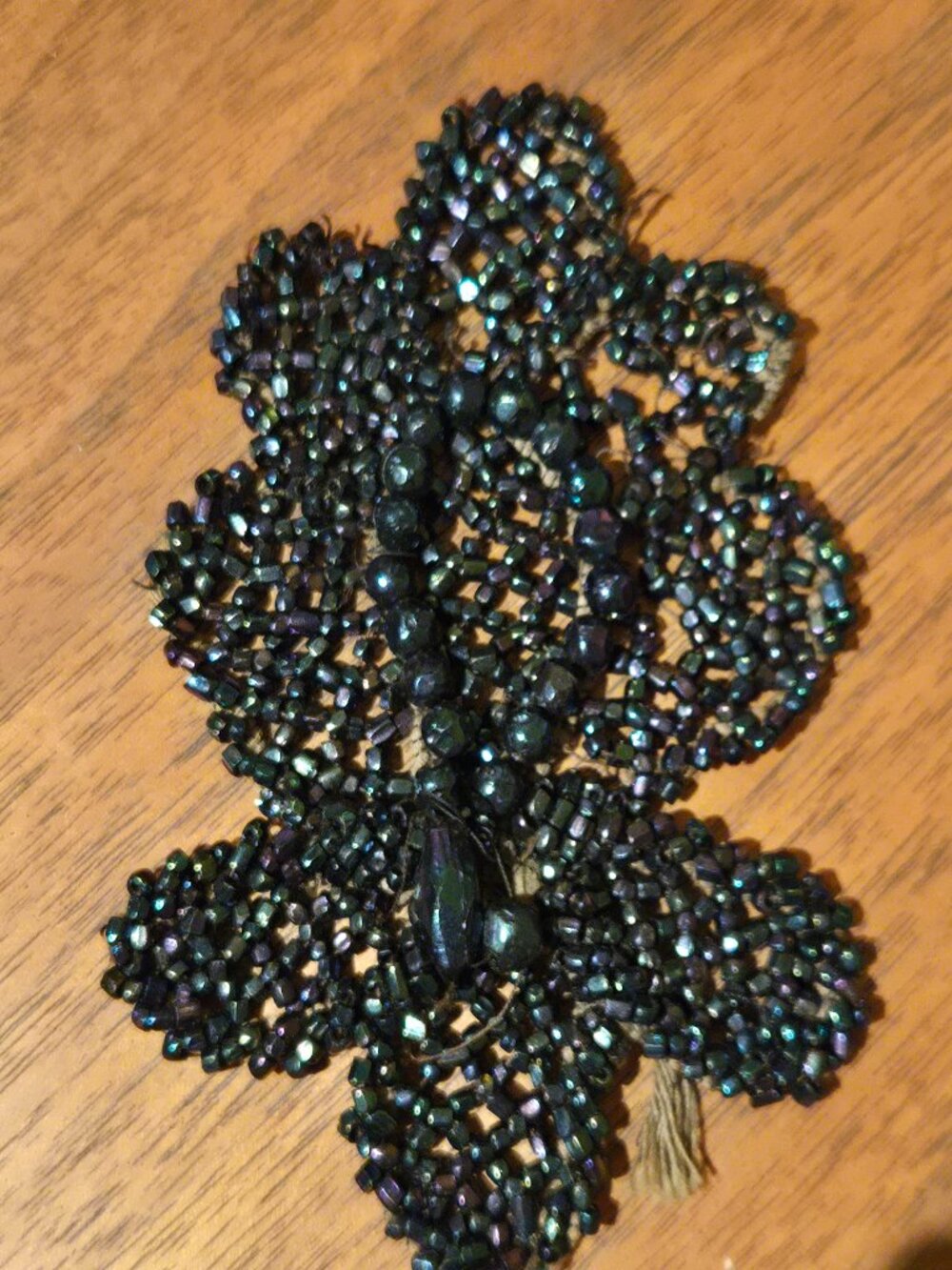 Black art deco bead applique